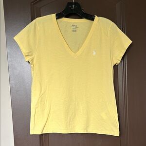 Polo Ralph Lauren Women’s Butter Yellow V-Neck T-Shirt | Size M | Classic Logo
